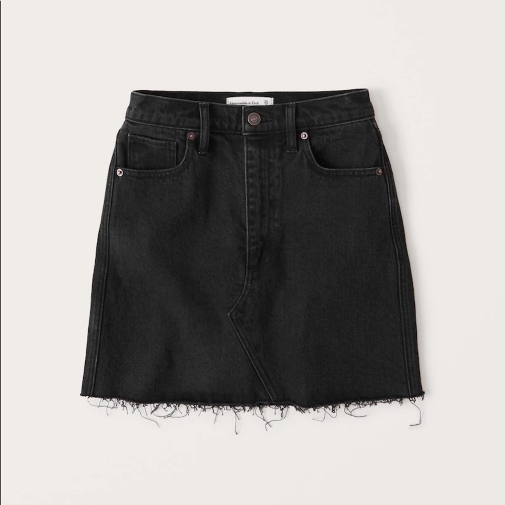 Abercrombie Ultra High Rise Black Denim Skirt
